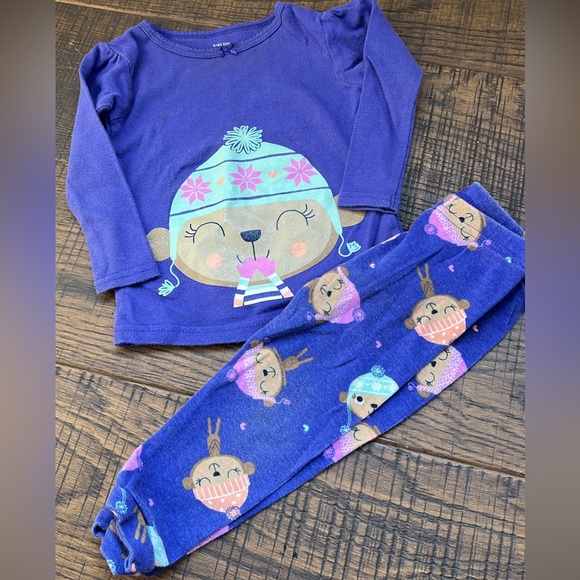 Carters Monkey Pajama Set Girls size 12 months - Picture 1 of 1